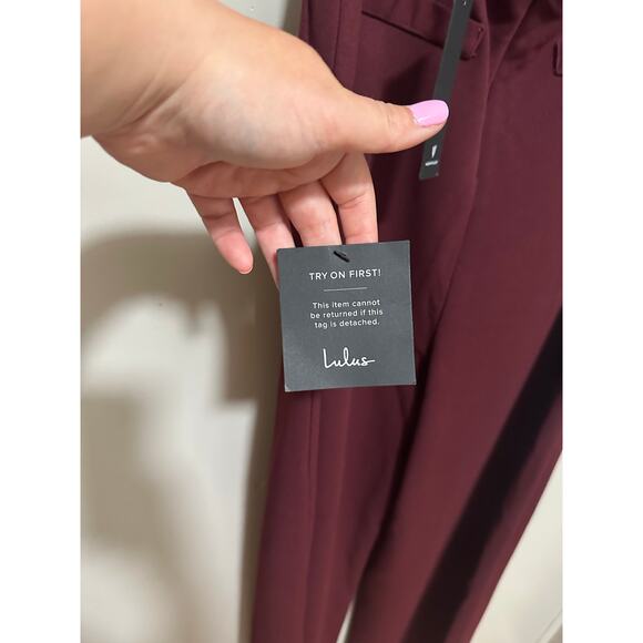 Lulus Jumpsuits Women Small Red Wine Open Back Spaghetti Straps Straight Sexy - Picture 8 of 9